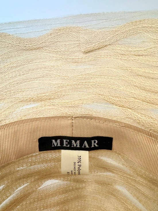 Vintage Italian MEMAR Beige Organza Wide Brim Hat, Rare Elegance. main image 4